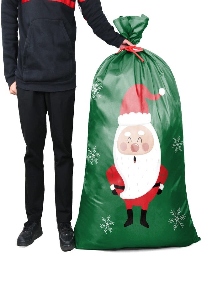 بي جرين حقيبة هدايا سانتا العملاقة الخضراء من بي جرين، كبيرة جدًا 56 بوصة ارتفاع × 40 بوصة عرض لهدايا عيد الميلاد الضخمة، حقائب هدايا قماشية قابلة لإعادة الاستخدام مع بطاقة اسم وحبل لعيد الميلاد (سانتا كلوز) - Image 3